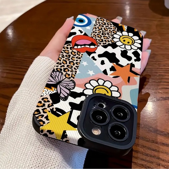 Apple iPhone Phone Case Anti-Fall Vertical Grain Cow Leopard Pattern - Picture 4 of 5